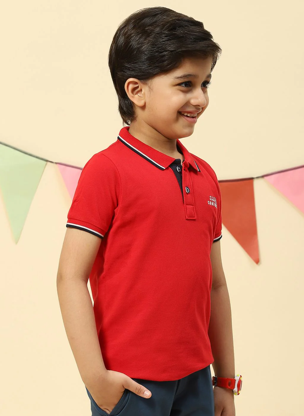 Boys Red Printed T-Shirt - Image 4