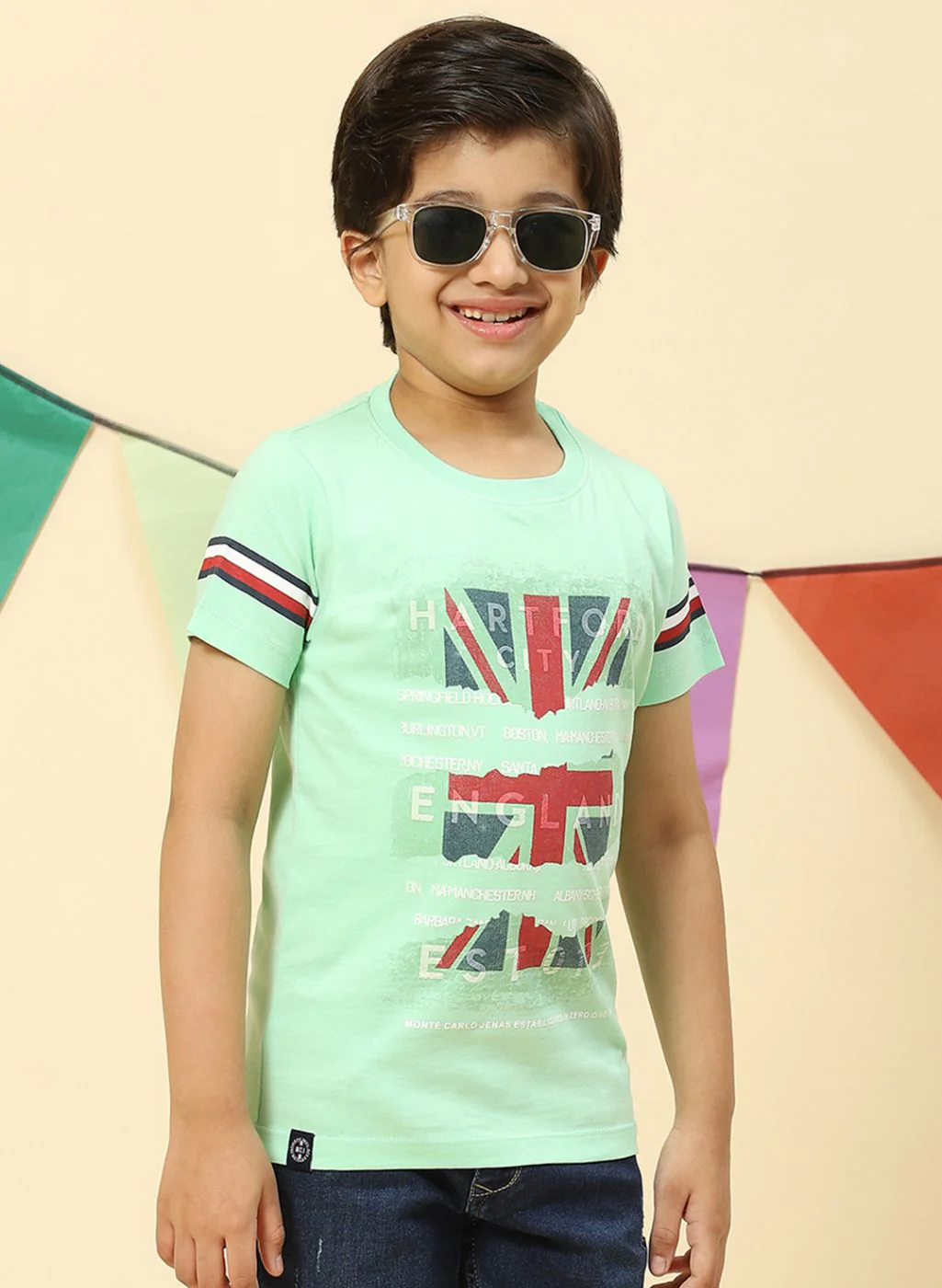 Boys Sea Green Printed T-Shirt - Image 4