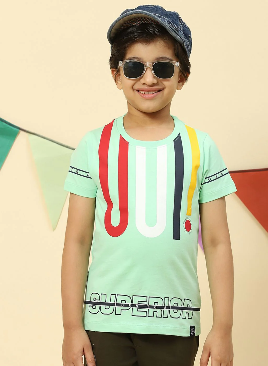 Boys Sea Green Printed T-Shirt - Image 2