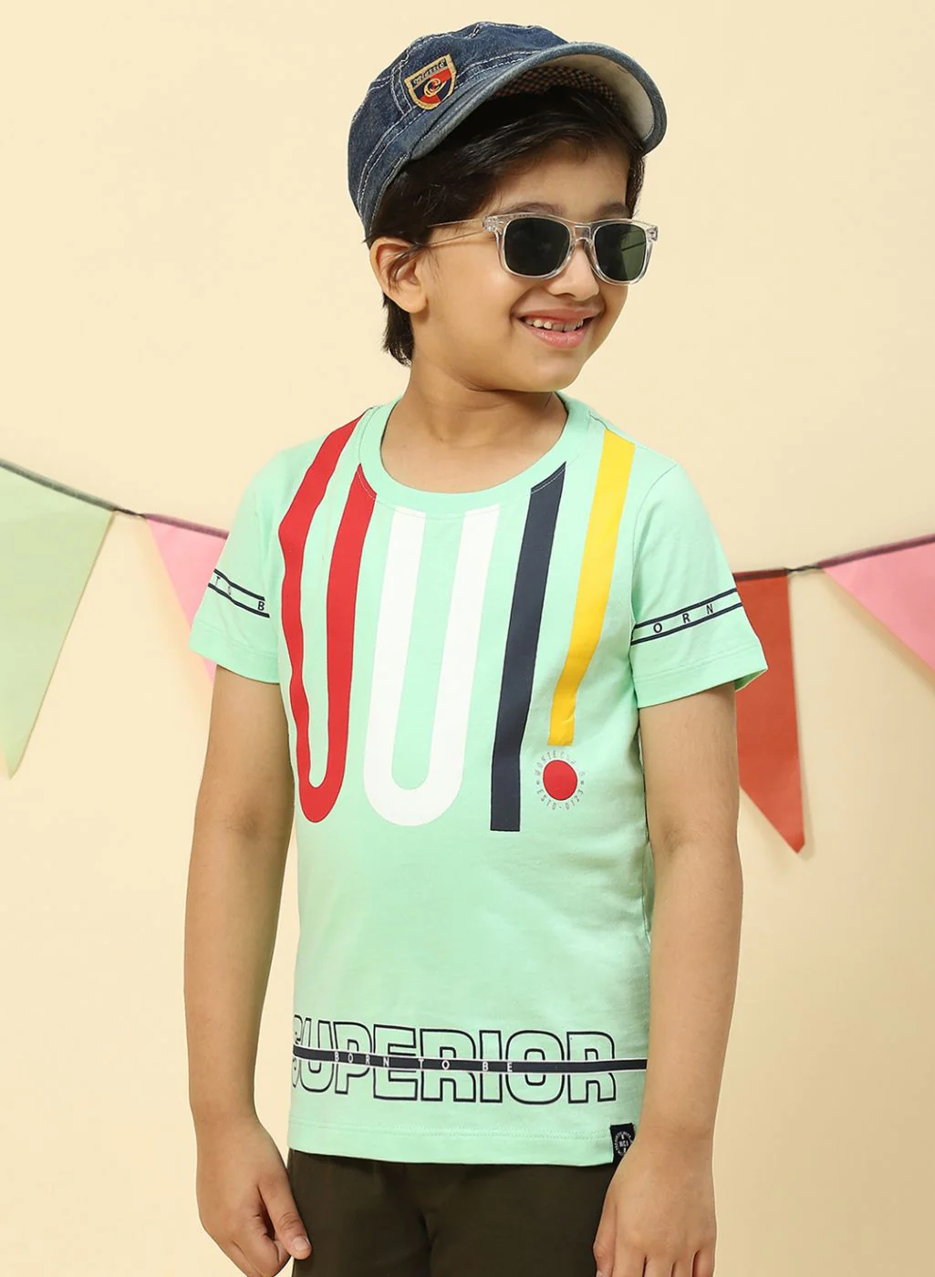 Boys Sea Green Printed T-Shirt - Image 3