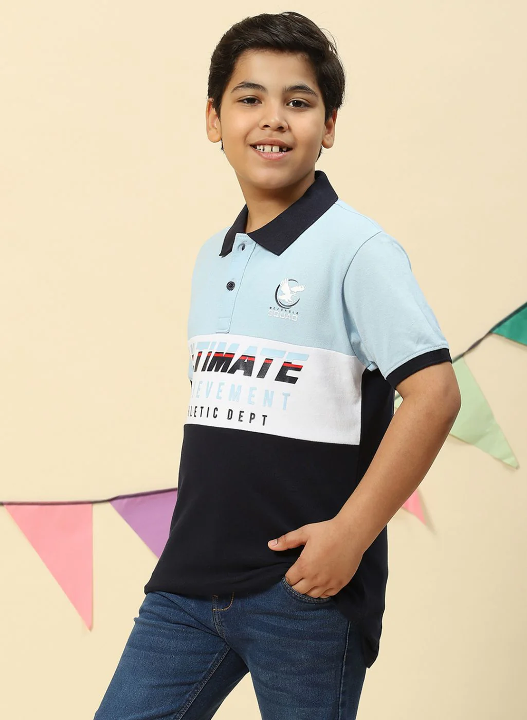 Boys Sky Blue Printed T-Shirt - Image 3