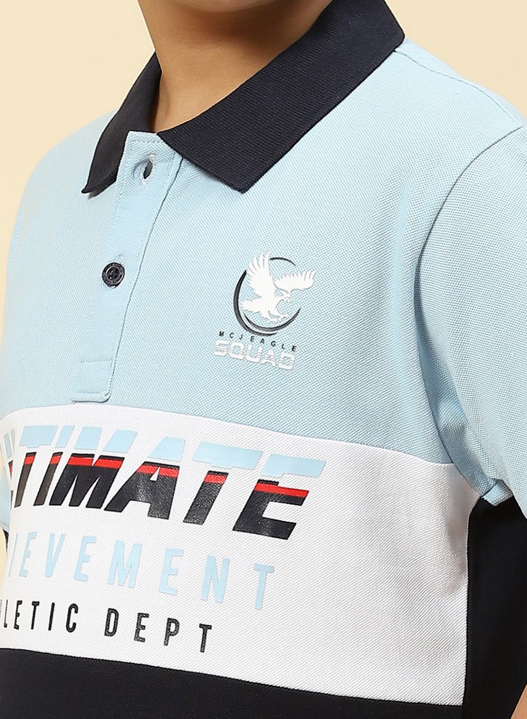 Boys Sky Blue Printed T-Shirt - Image 6