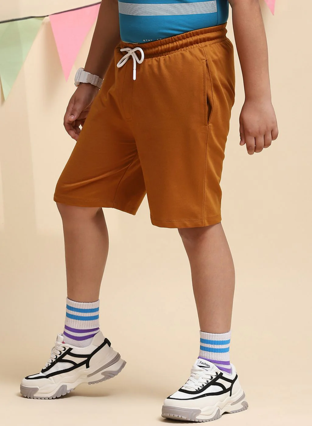 Boys Tan Brown Printed Bermuda - Image 3