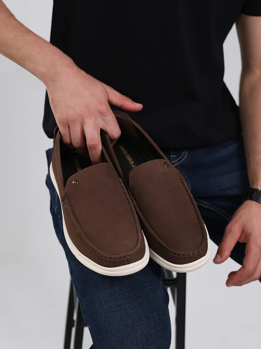 Monte Carlo Brown Light Weight Nu Buck Leather Casual Slip on Loafers for Men - Image 10