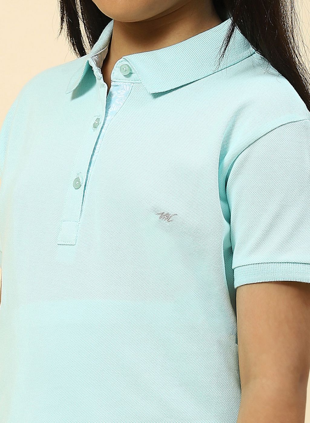 Girls Aqua Blue Plain T-Shirt - Image 6