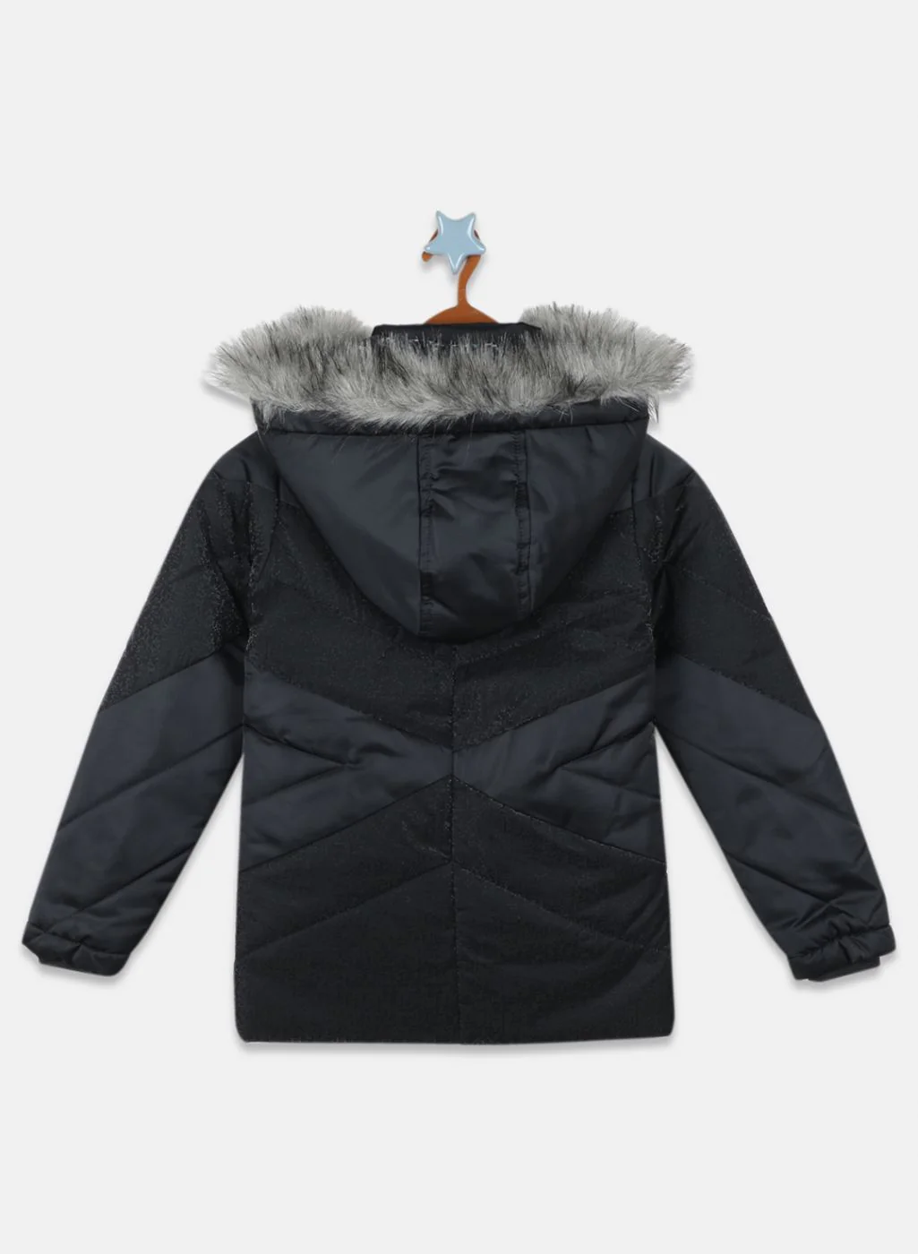 Girls Black Solid Jacket - Image 2