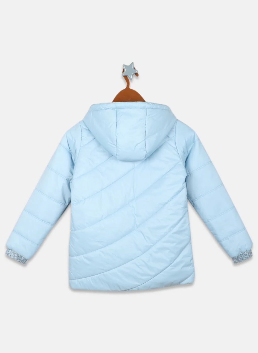 Girls Blue Solid Jacket - Image 2