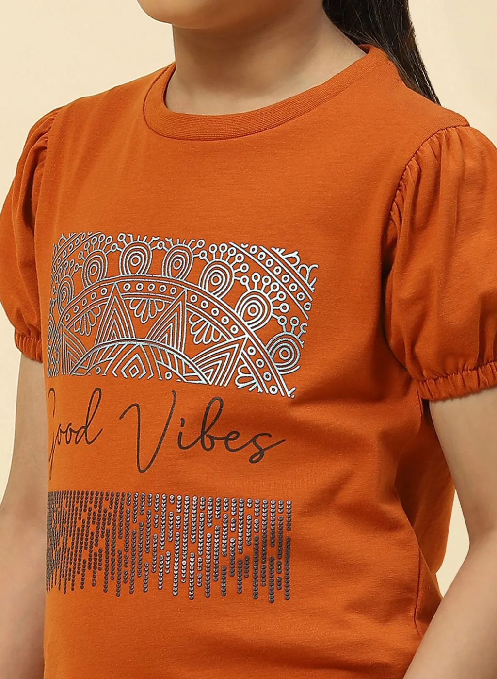 Girls Brown Printed Top - Image 6