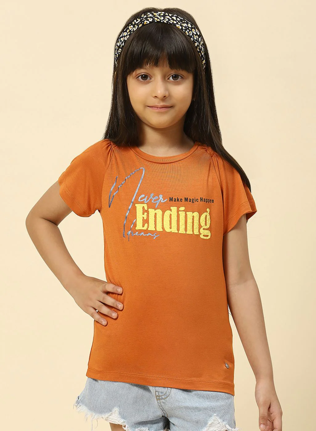 Girls Brown Printed Top - Image 2