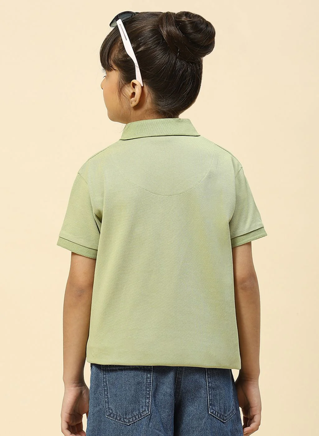 Girls Green Plain T-Shirt - Image 5