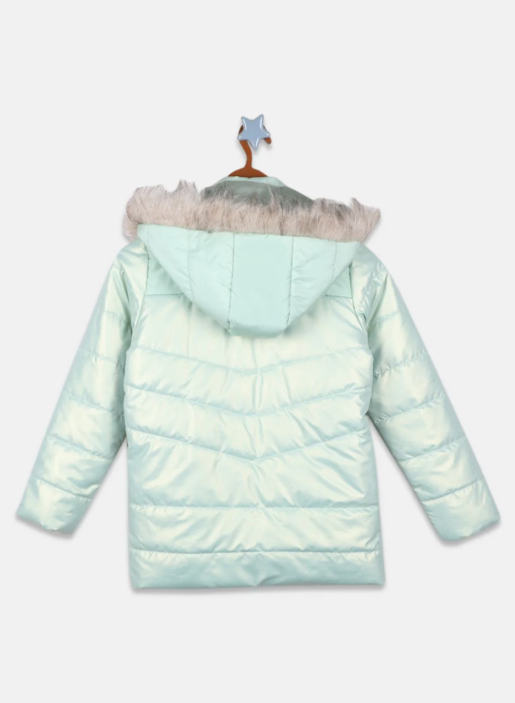 Girls Green Printed Jacket - Image 2