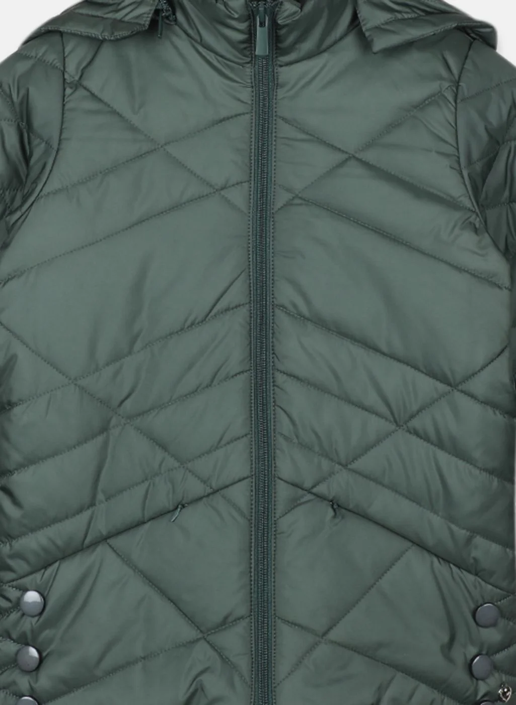 Girls Green Solid Jacket - Image 3