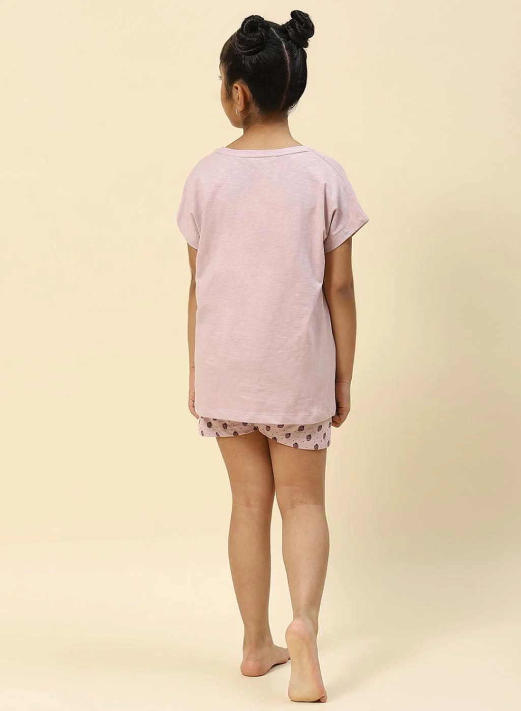 Girls Light Purple Printed Short Set - Image 5