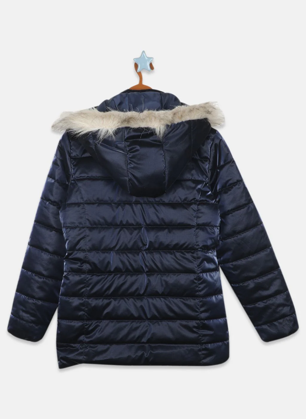 Girls NAvy Blue Printed Jacket - Image 2