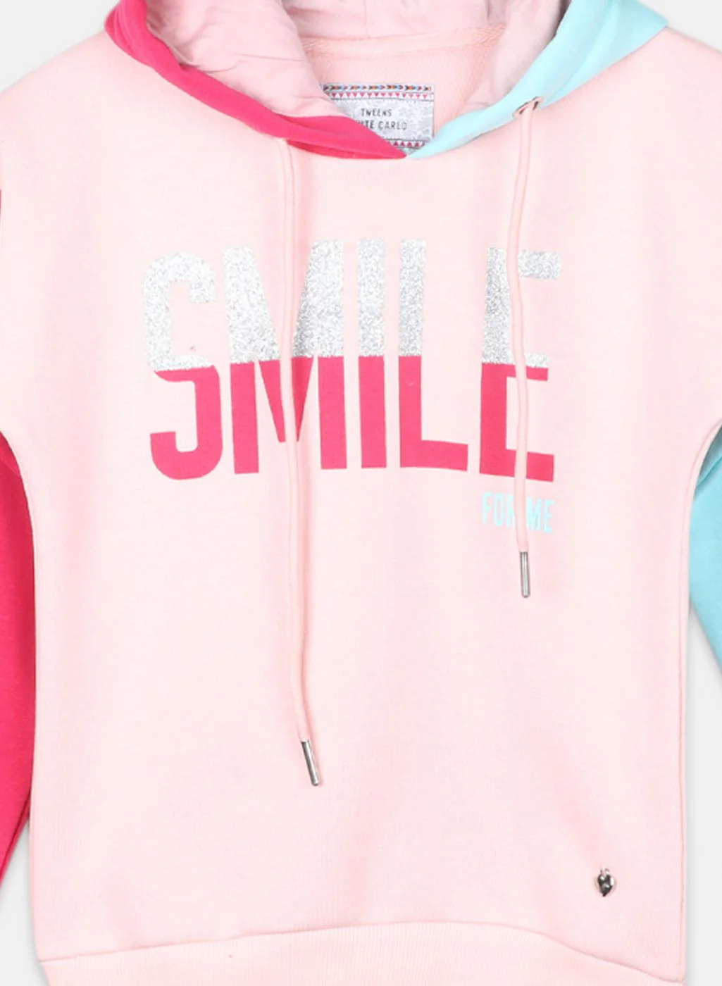 Girls Peach Printed Sweatshirt - Image 3