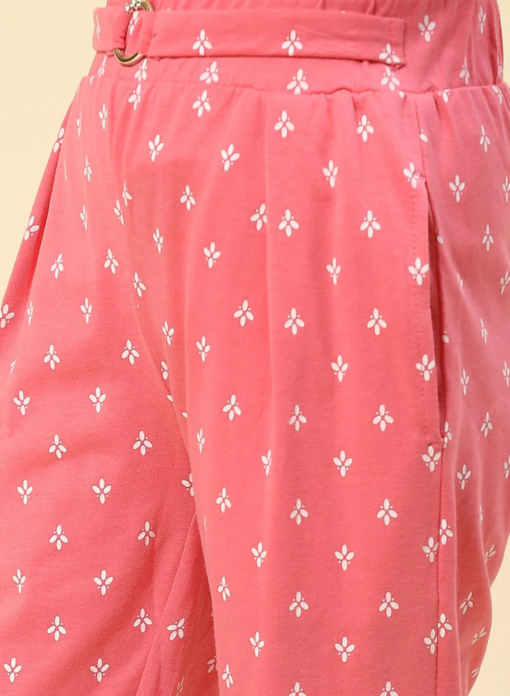 Girls Pink Printed Capri - Image 6