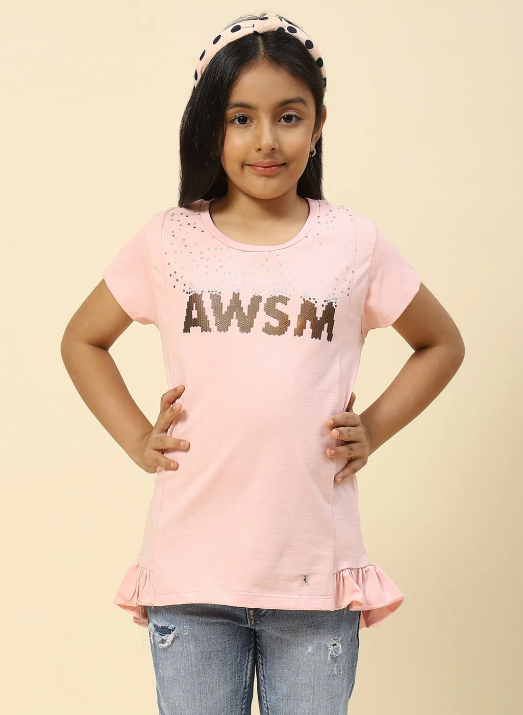 Girls Pink Printed Top - Image 2