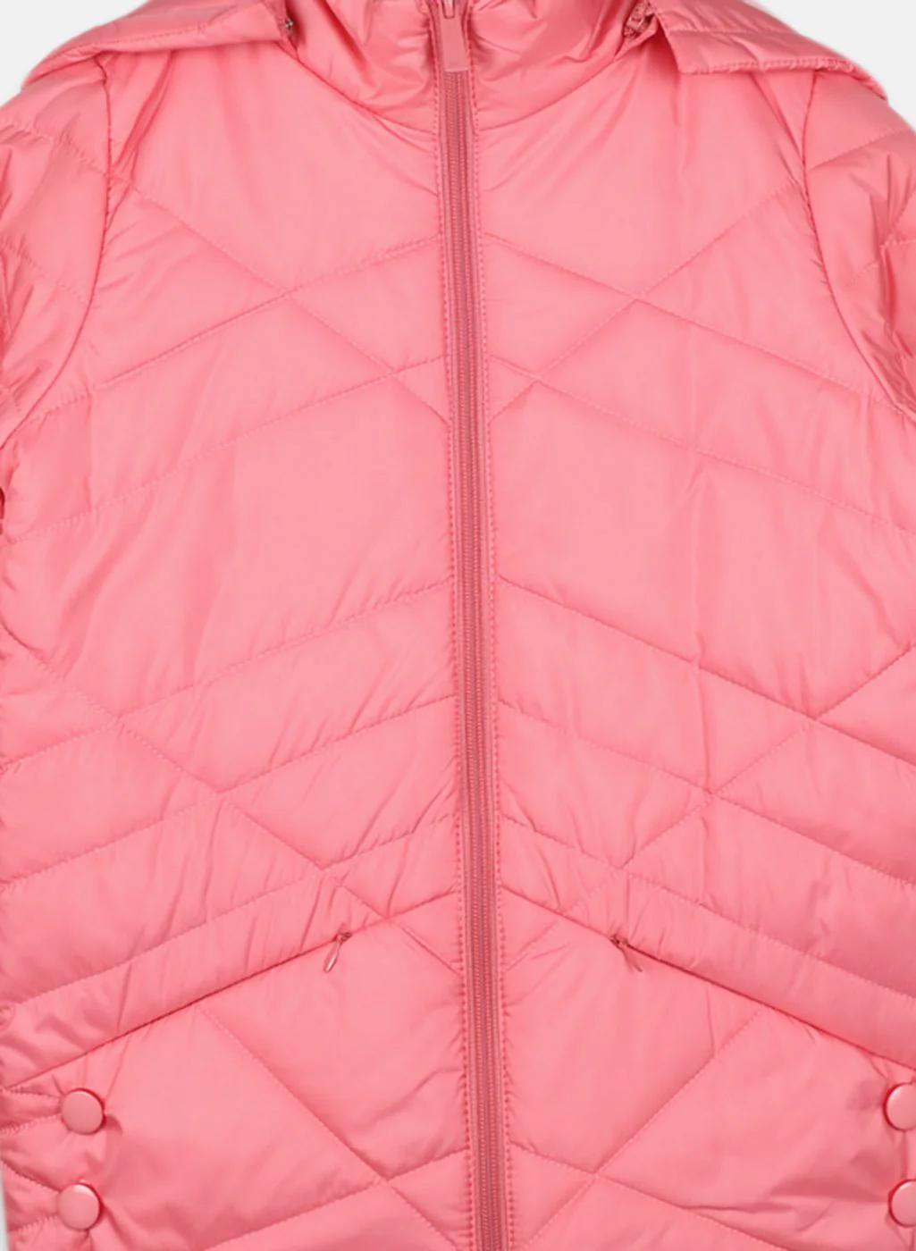 Girls Pink Solid Jacket - Image 3