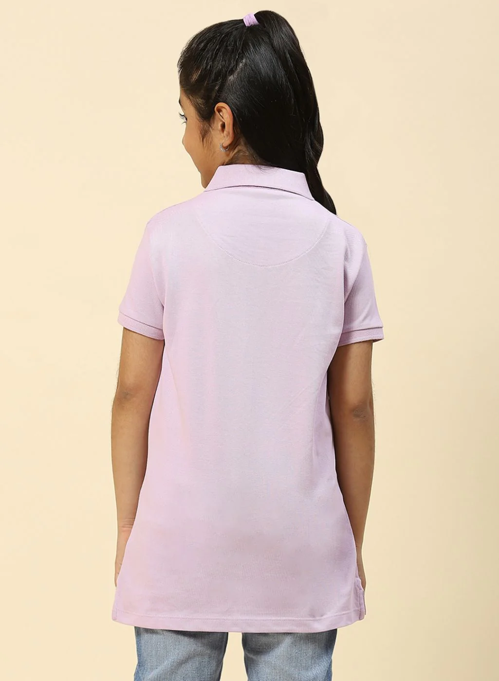 Girls Purple Plain T-Shirt - Image 5