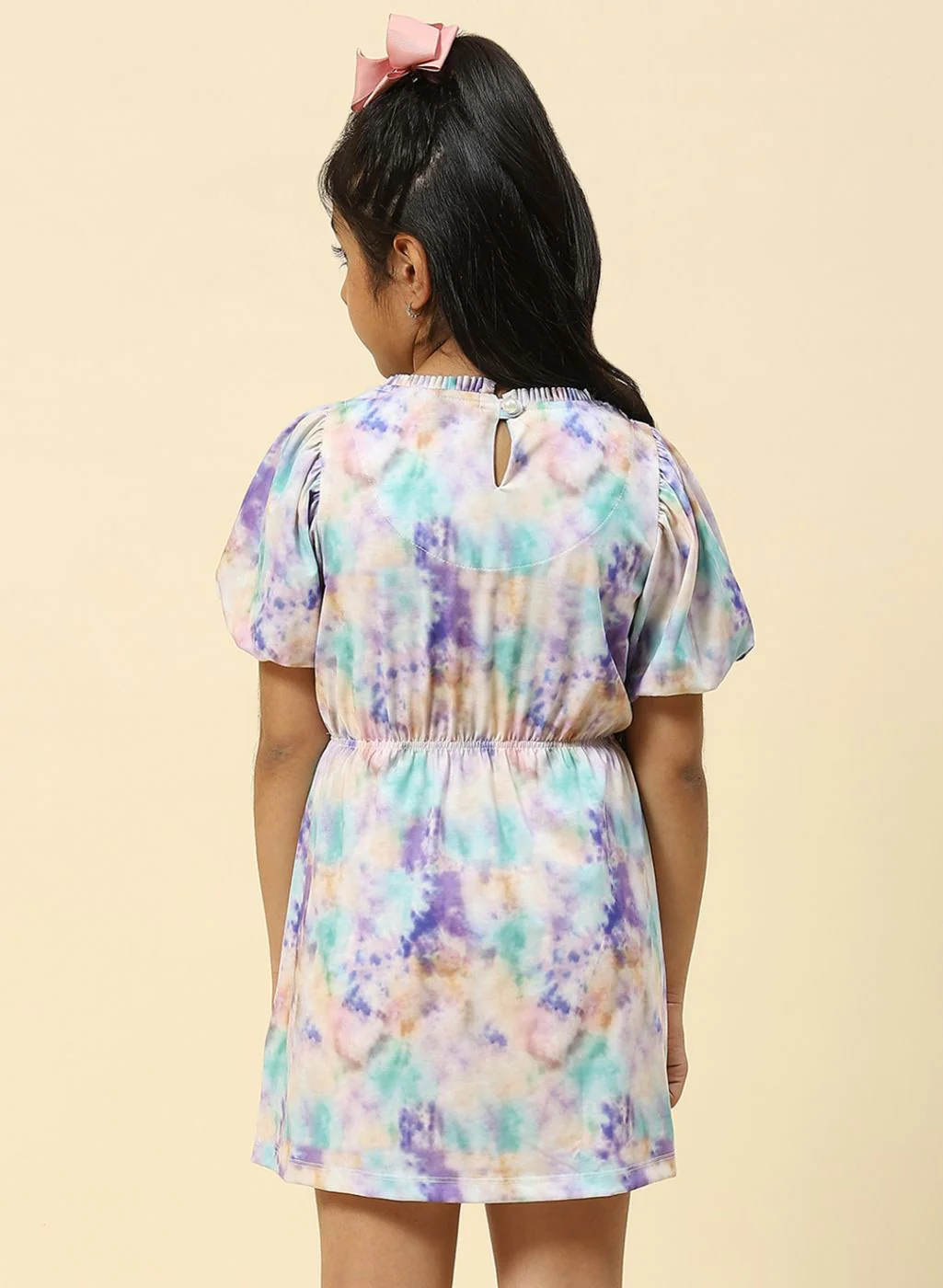 Girls Purple Printed Dress - Image 5