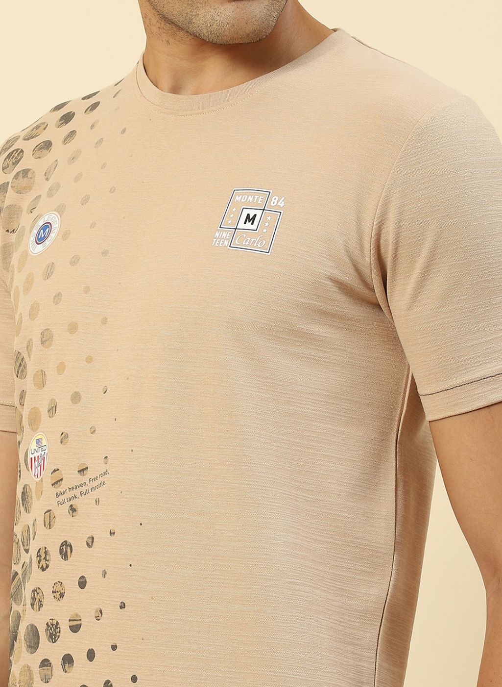 Men Beige Printed T-Shirt - Image 6