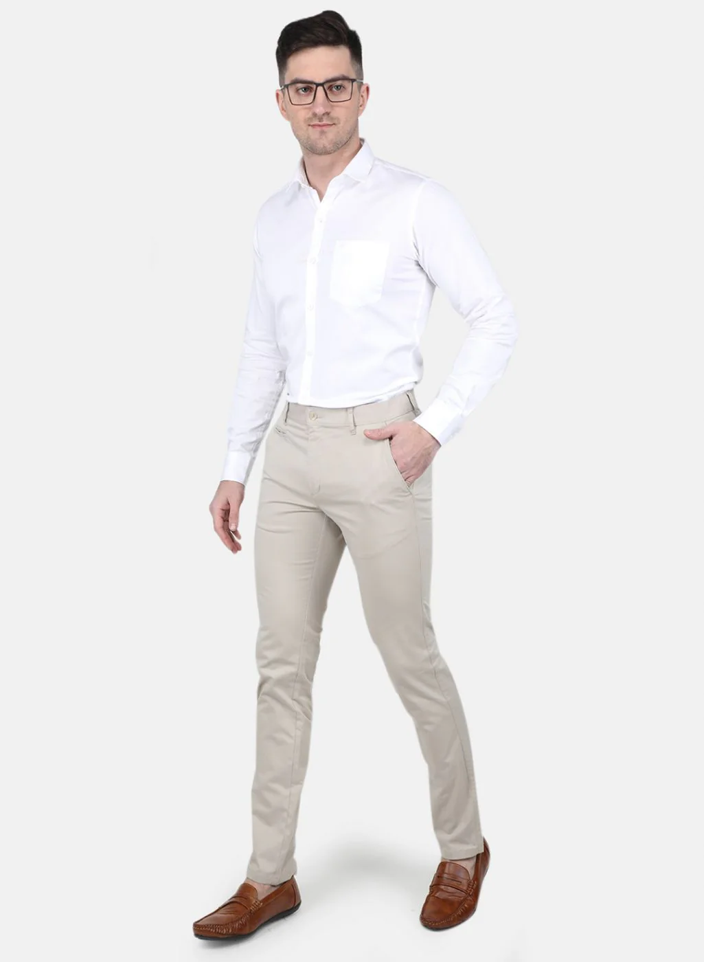 Men Beige Regular Fit Trouser - Image 4