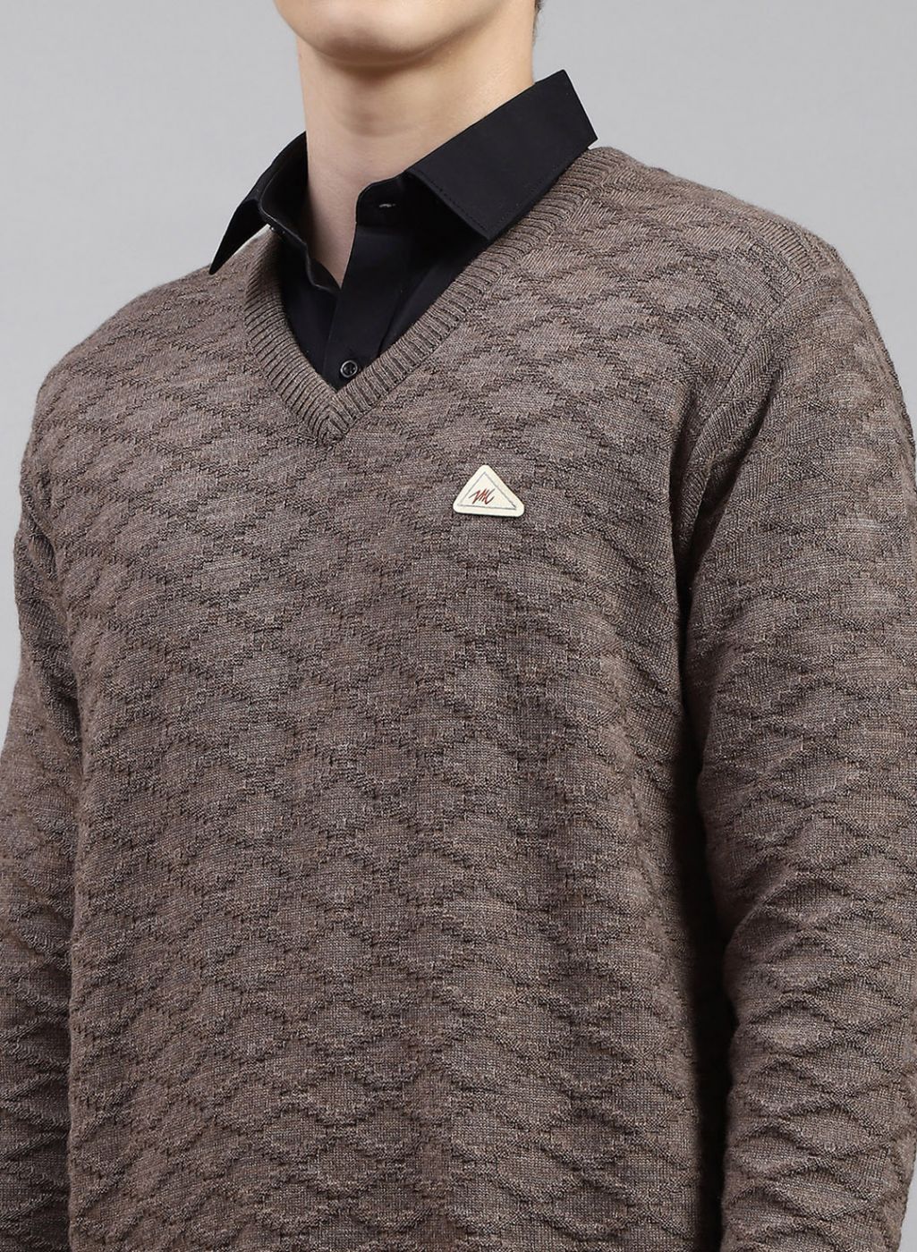 Men Beige Self Design Wool blend Pullover - Image 6