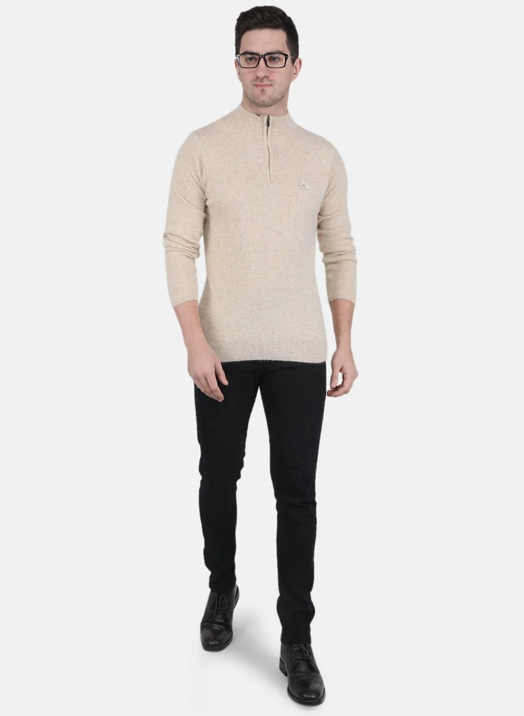 Men Beige Solid Pullover - Image 4