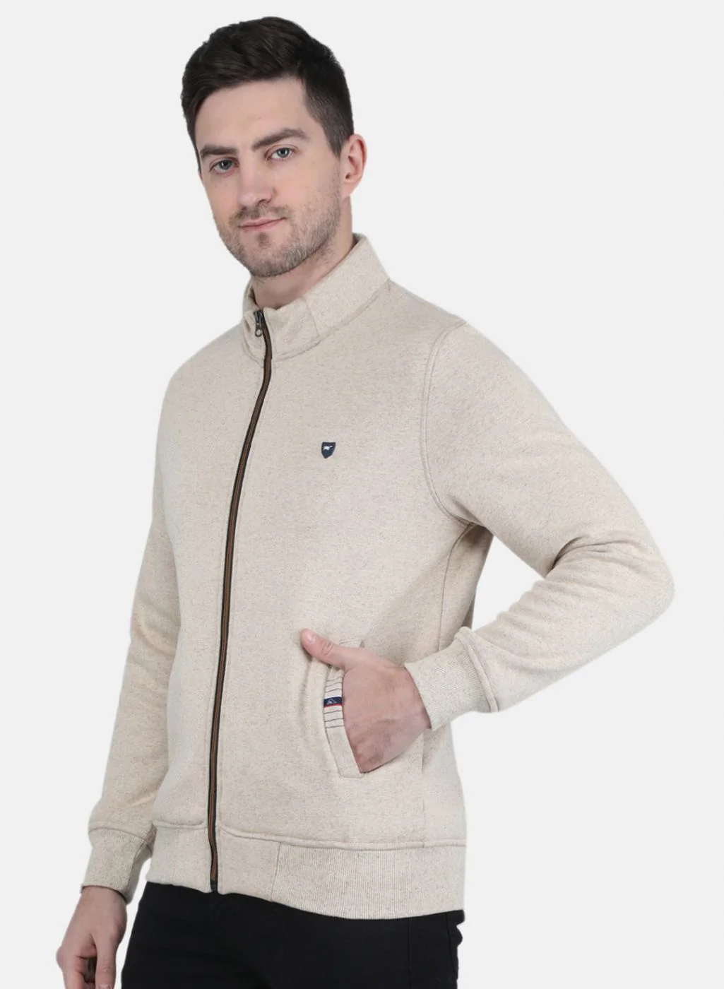 Men Beige Solid T-Shirt - Image 2