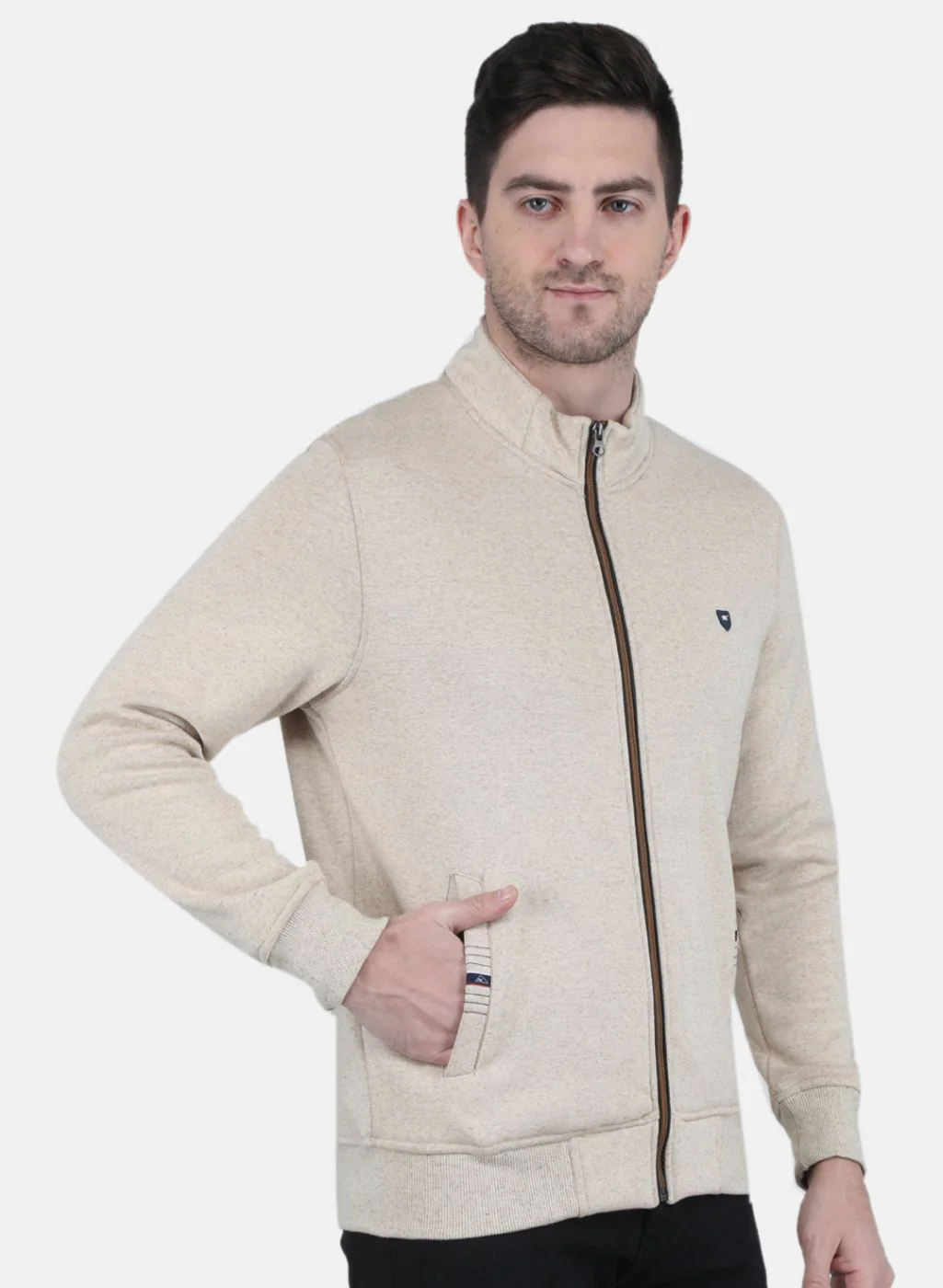 Men Beige Solid T-Shirt - Image 6