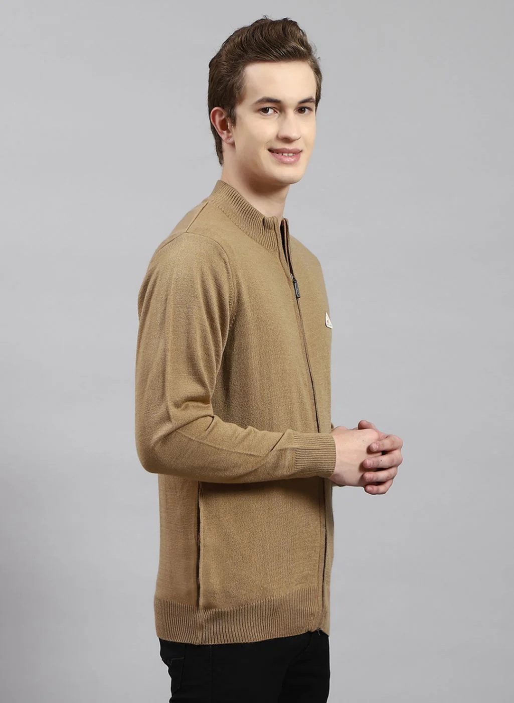 Men Beige Solid Wool blend Pullover - Image 4
