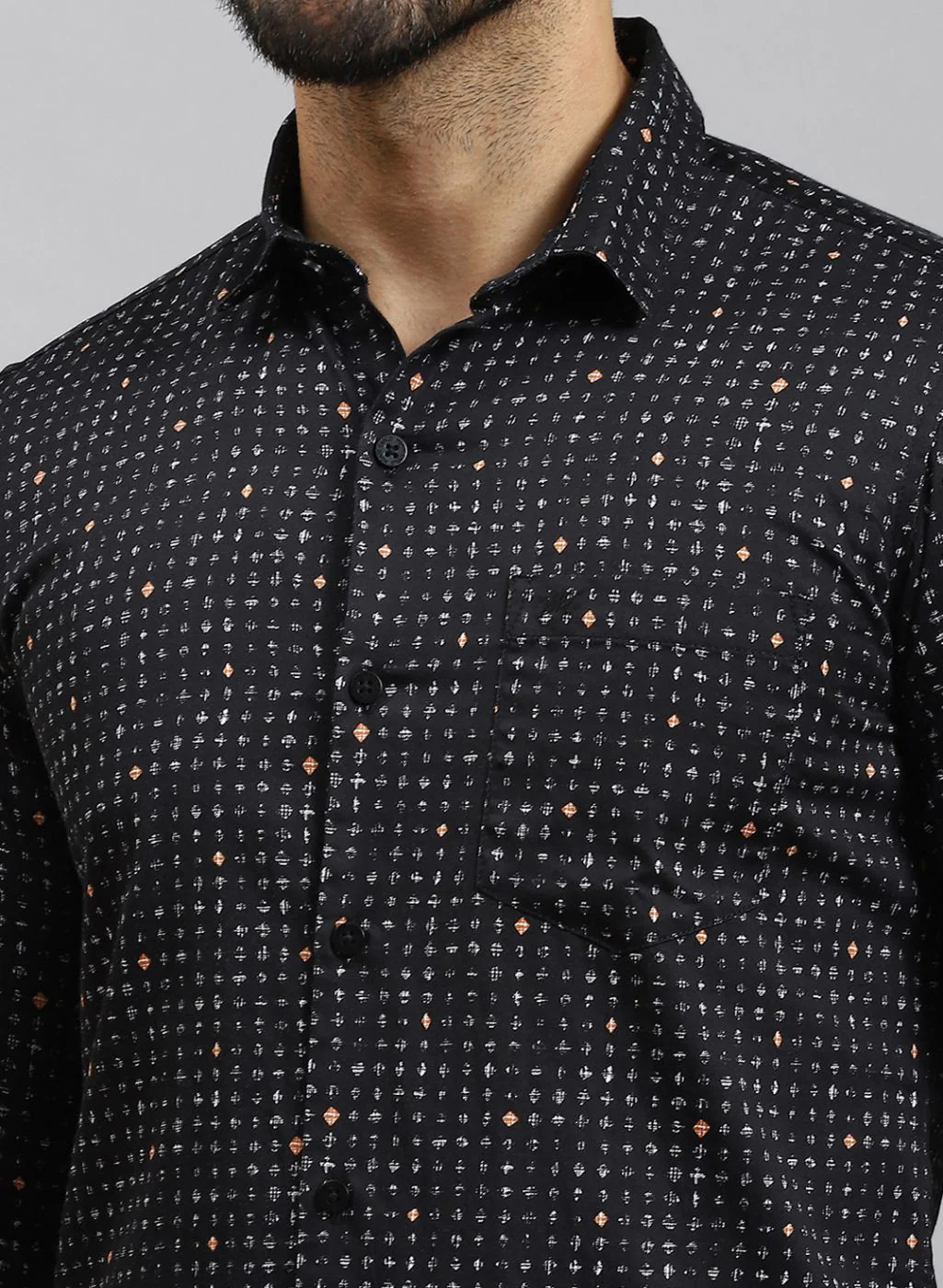 Men Black Printed Pure Cotton Shirt - Image 6
