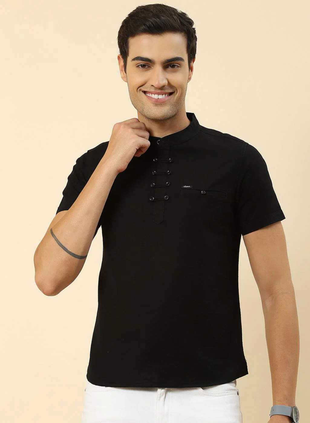 Men Black Printed T-Shirt - Image 2
