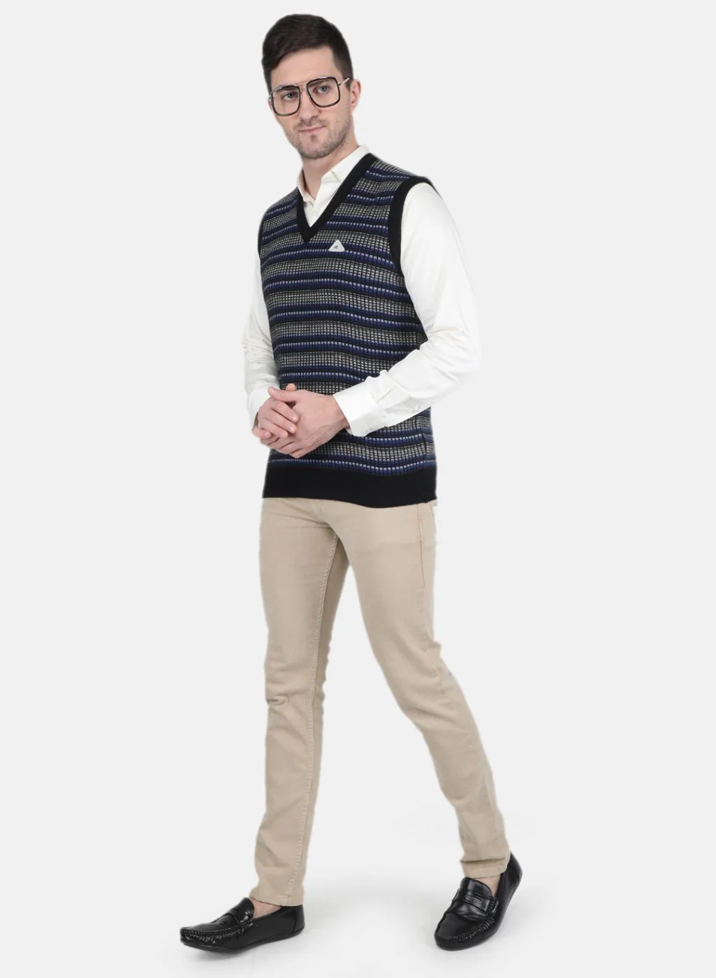 Men Black Self Design Sweater - Image 4