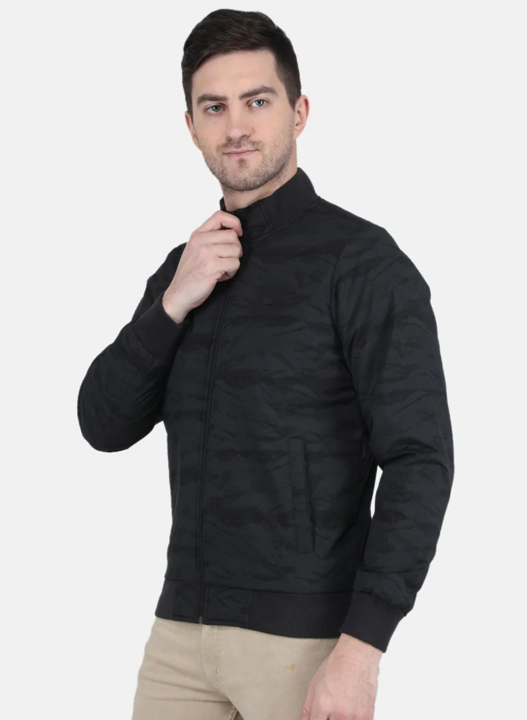 Men Black Solid Jacket - Image 2