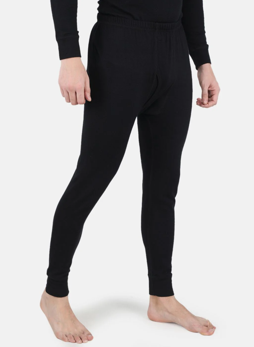 Men Black Solid Thermal Lower - Image 6