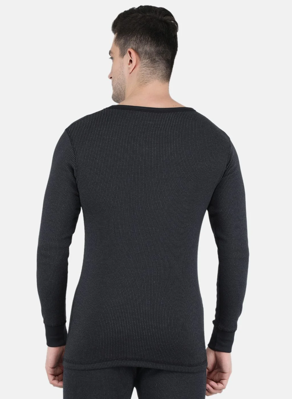 Men Black Solid Thermal Vest - Image 3