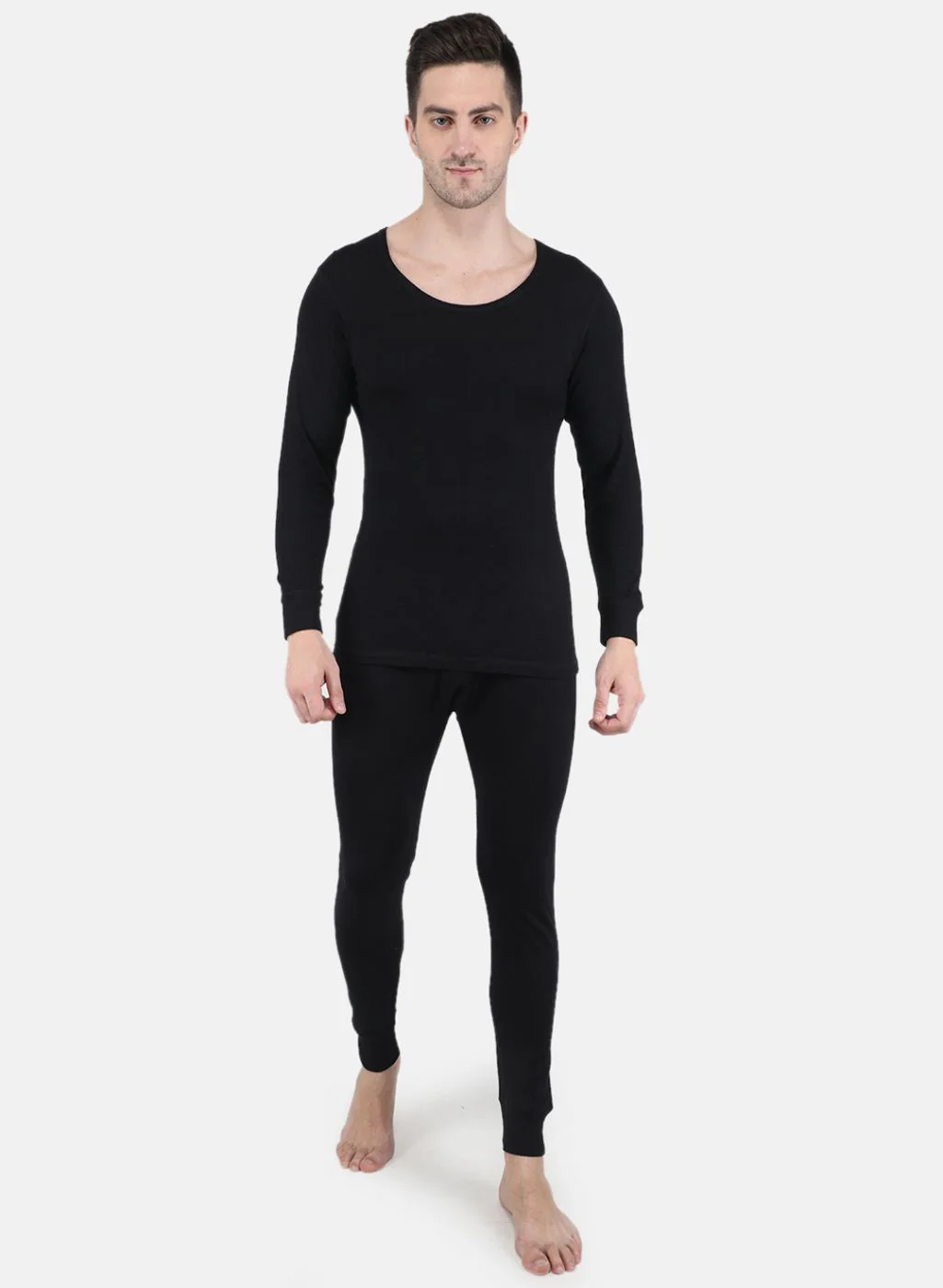Men Black Solid Thermal Vest - Image 4