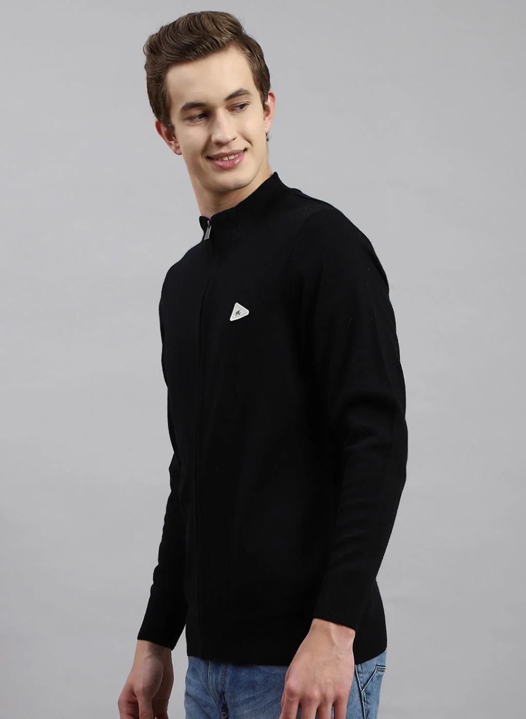 Men Black Solid Wool blend Pullover - Image 3