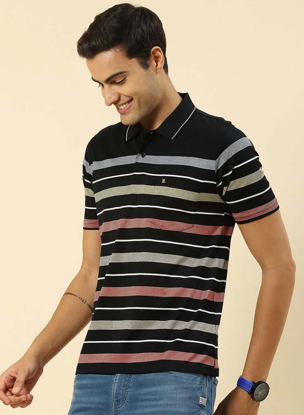 Men Black Stripe Shirt - Image 2