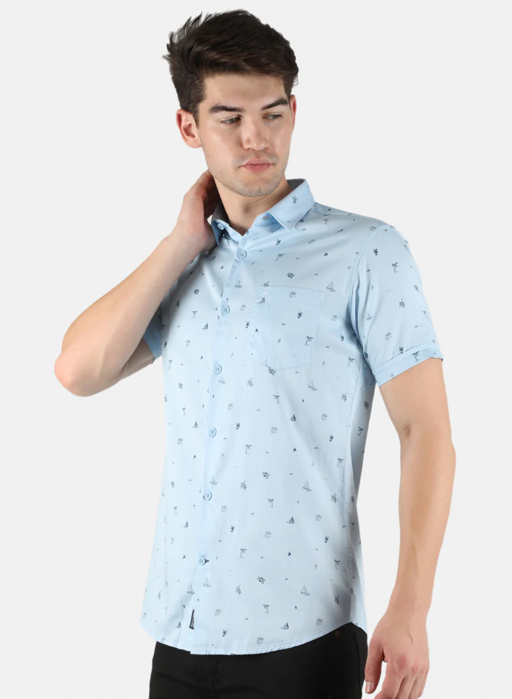 Men Blue Printed Shirt - Image 2