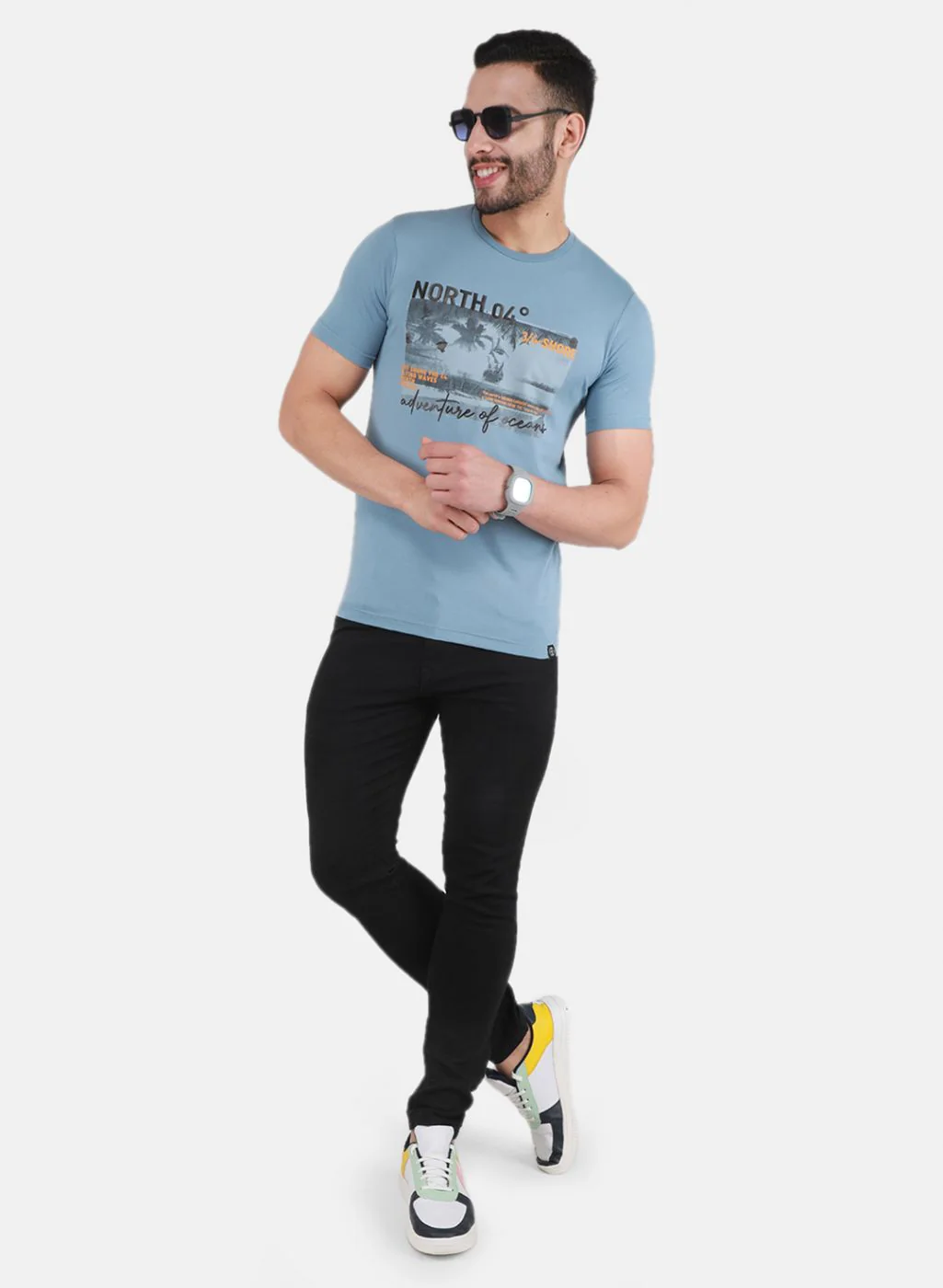 Men Blue Printed T-Shirt - Image 4