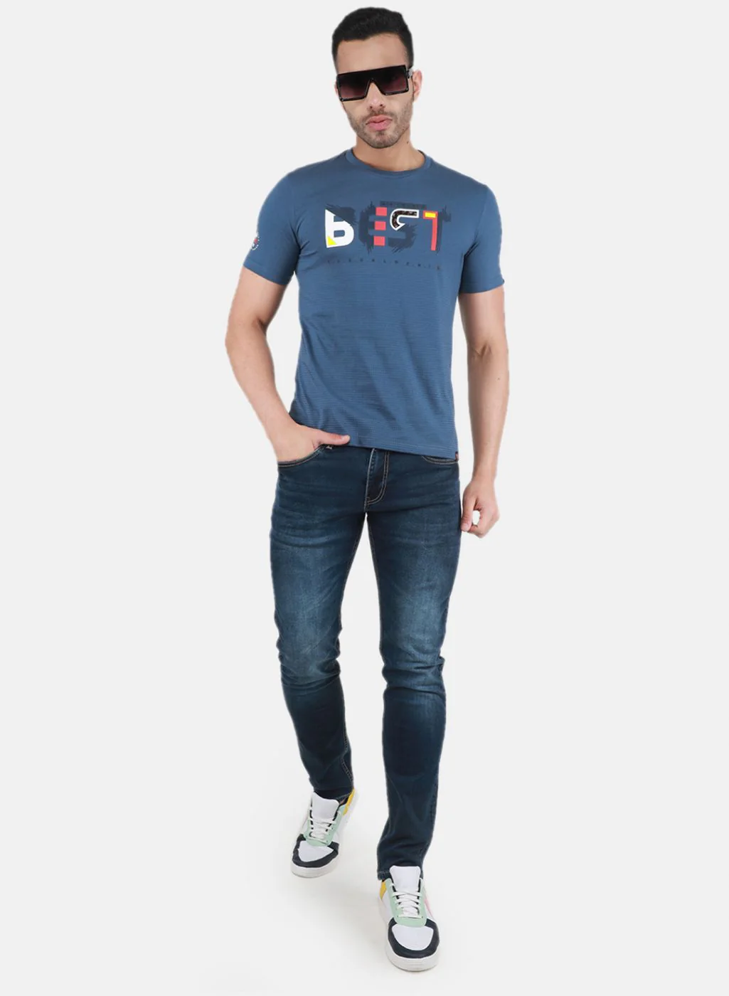 Men Blue Printed T-Shirt - Image 4