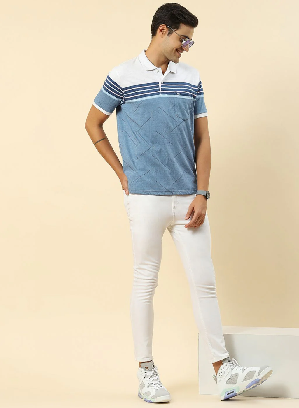 Men Blue Printed T-Shirt - Image 2