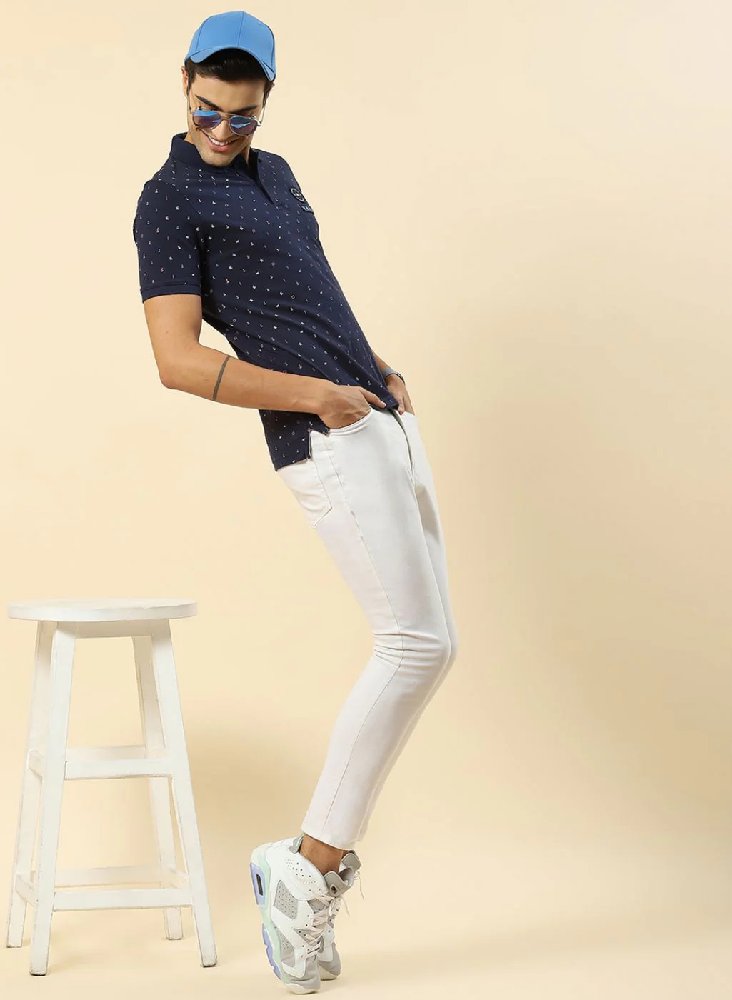 Men Blue Printed T-Shirt - Image 2
