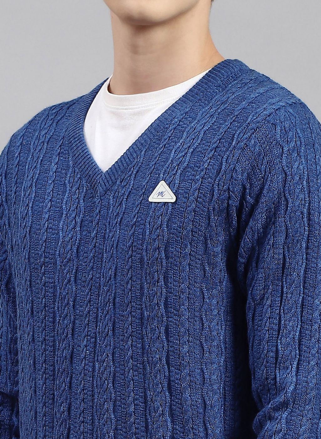 Men Blue Self Design Wool blend Pullover - Image 6