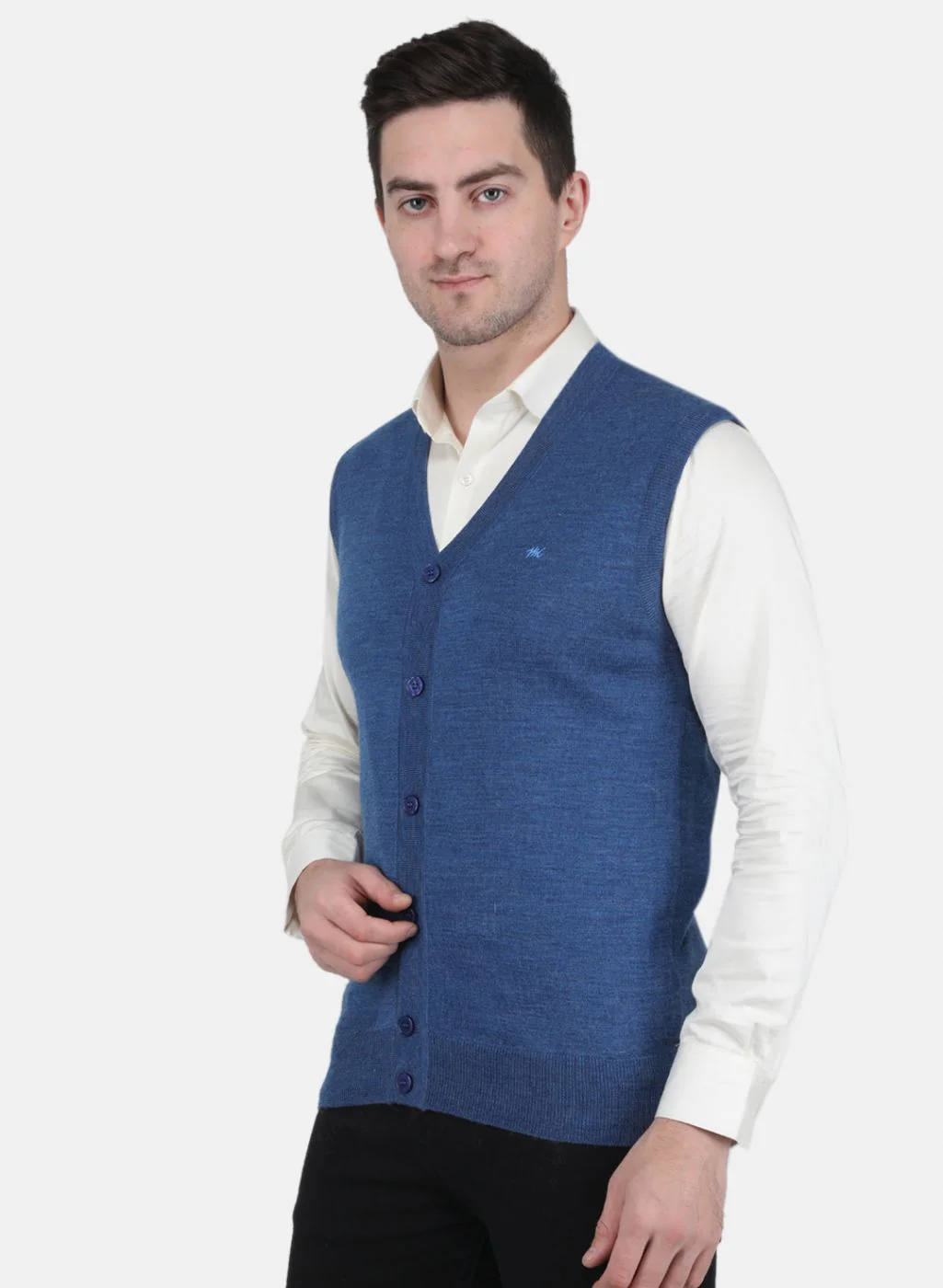Men Blue Solid Cardigan - Image 2