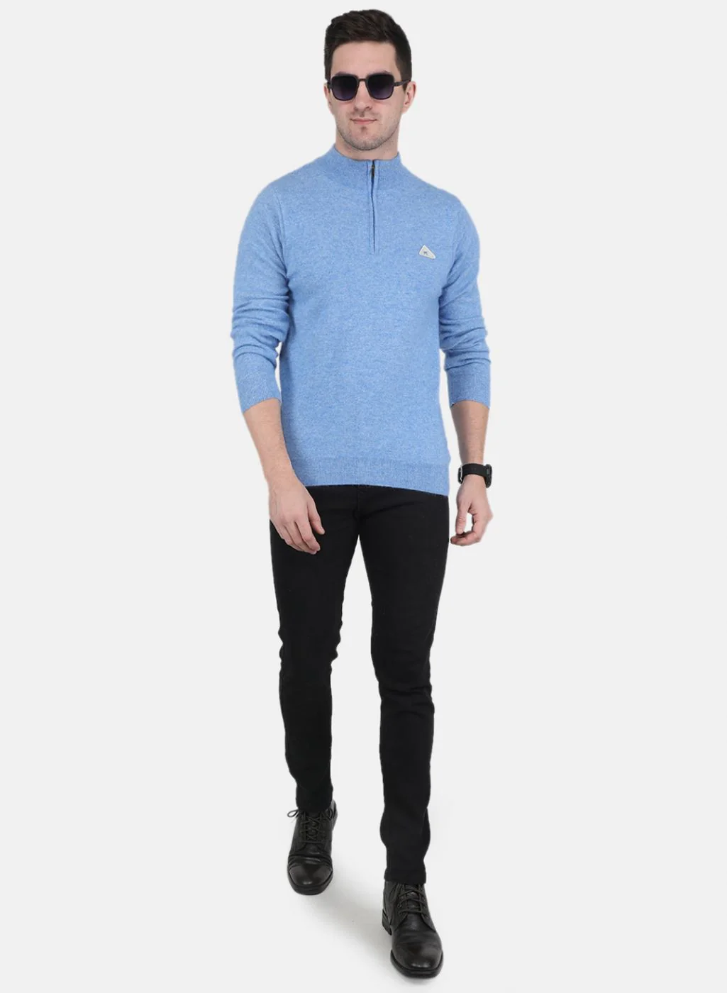 Men Blue Solid Pullover - Image 4