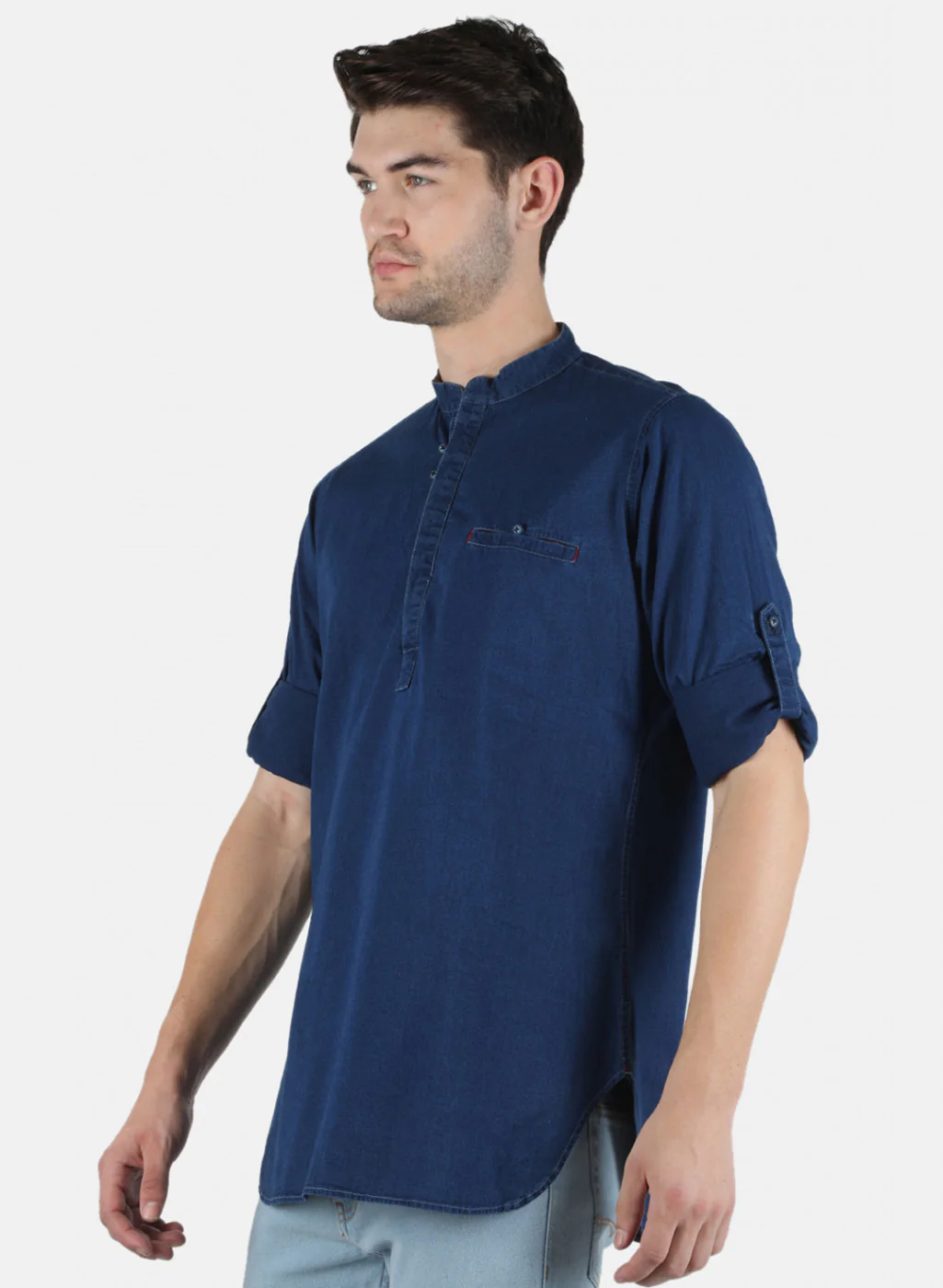 Men Blue Solid Shirt - Image 2