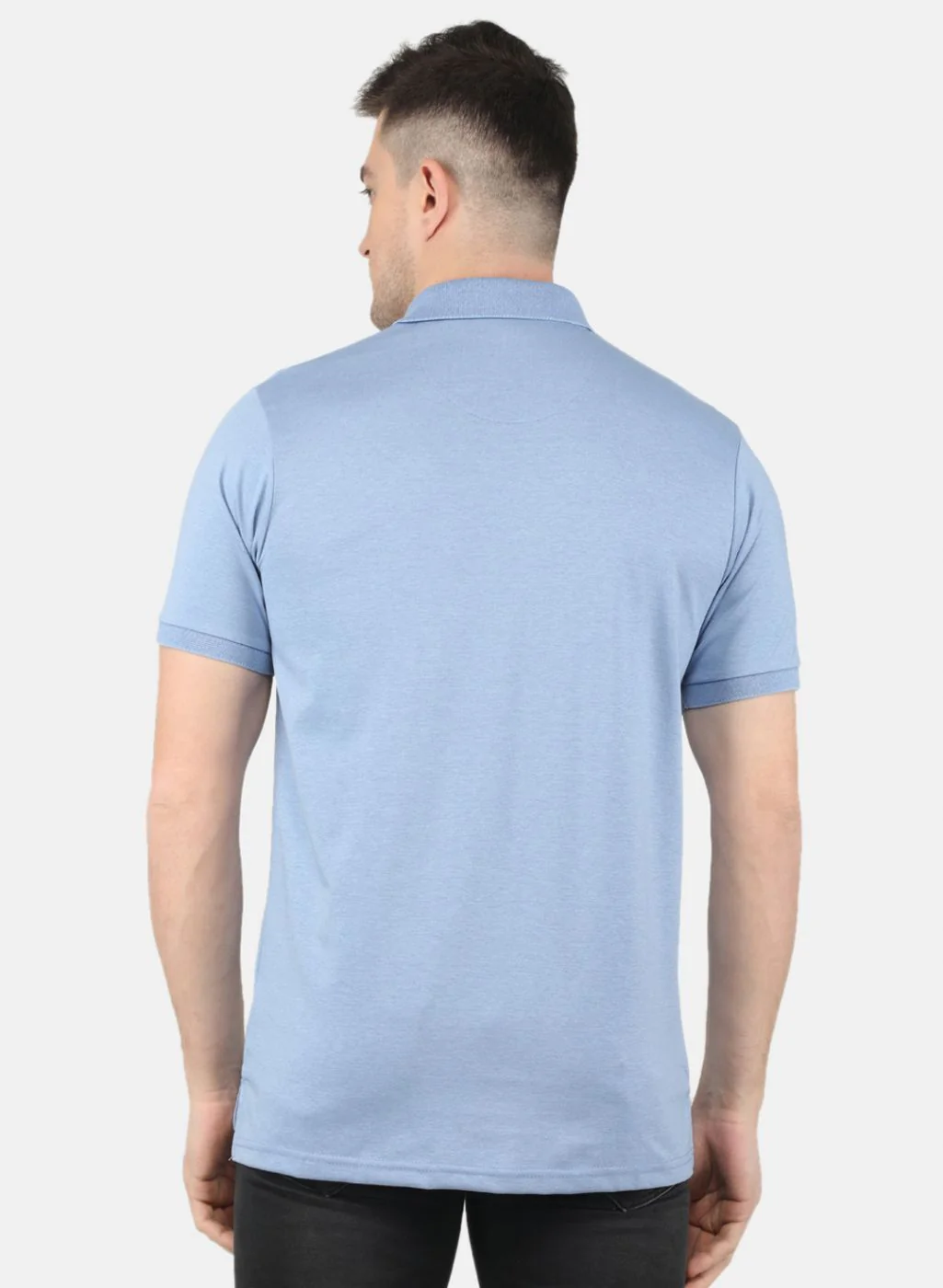 Men Blue Solid T-Shirt - Image 3